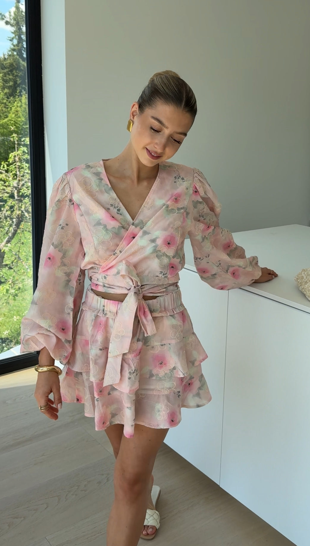 Hanna™ | Blommig set med kjol och topp