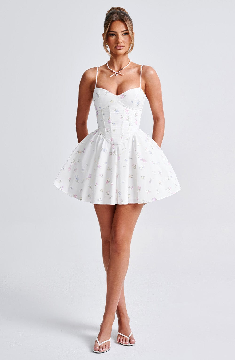 Analeigh Mini Klänning - Vit Multi Blommönster