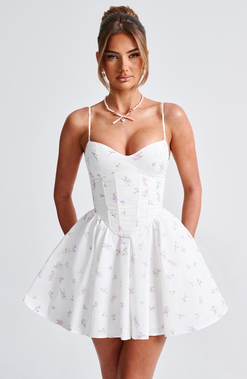 Analeigh Mini Klänning - Vit Multi Blommönster