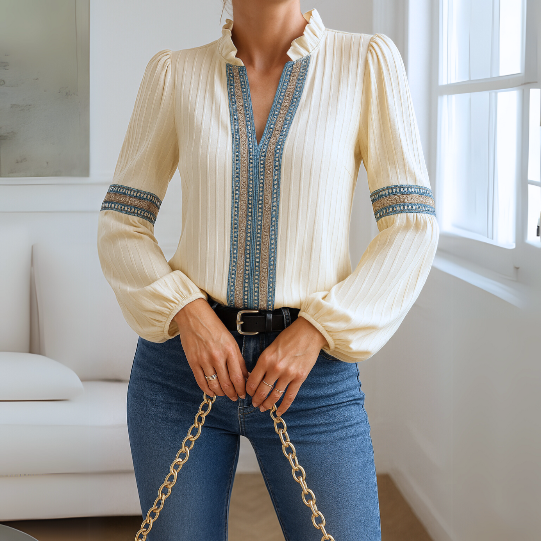 Ania™ - Elegant V-ringad Spetsblus
