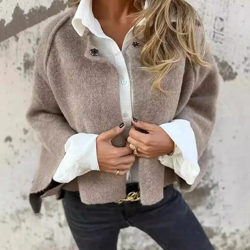 Celine™ | Ullcardigan med rund hals och långa ärmar