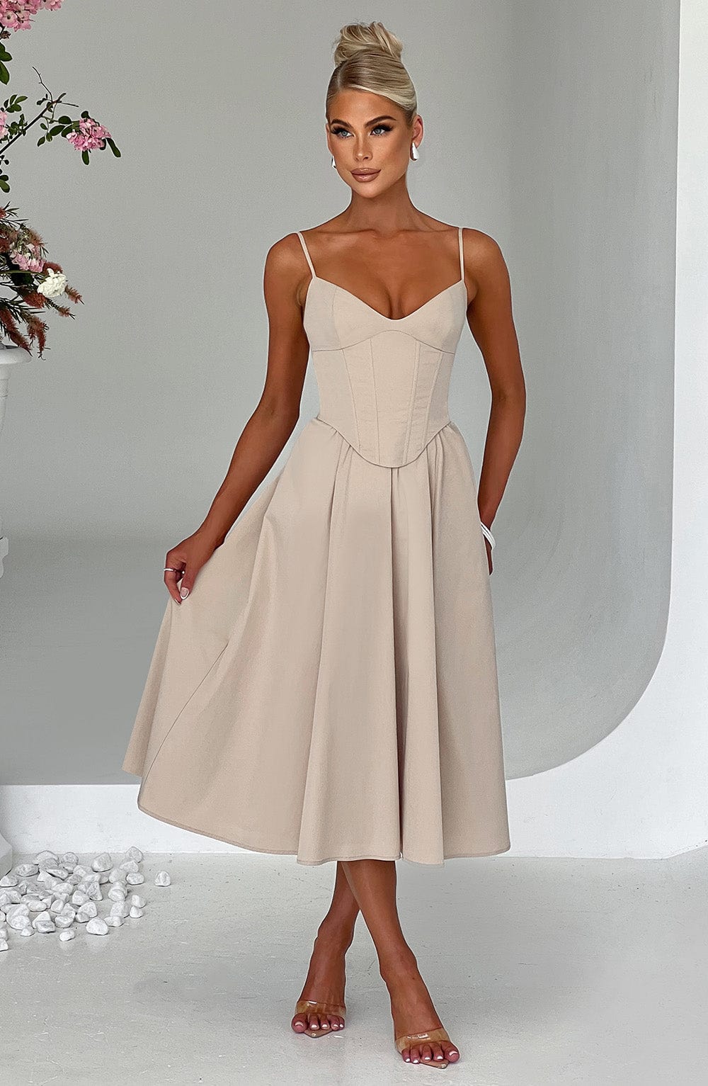 Mariella Midi Klänning - Beige