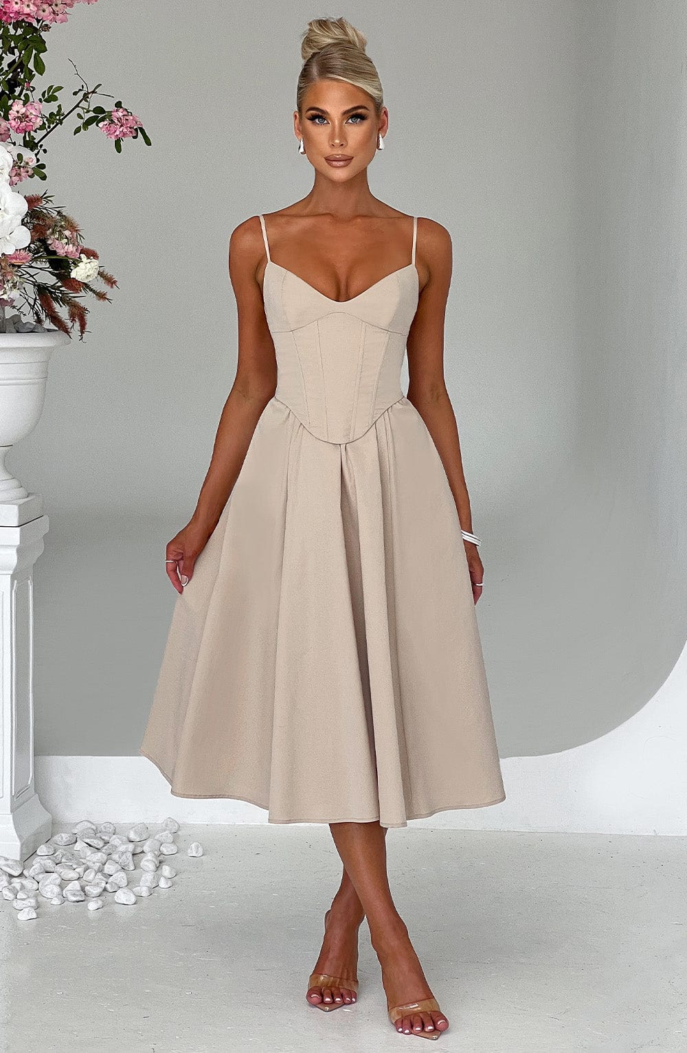 Mariella Midi Klänning - Beige