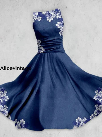 Alice™ | Vintage Blommig Maxi Klänning med V-ringning