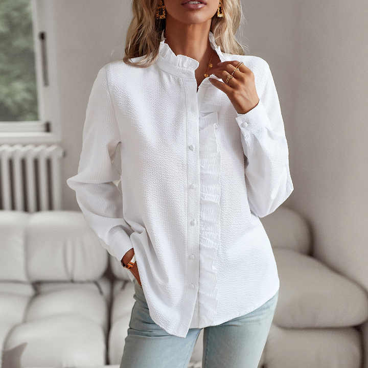 Lisbeth™ - Tidlös Elegans & Ultimat Komfort Blus med Volangkrage